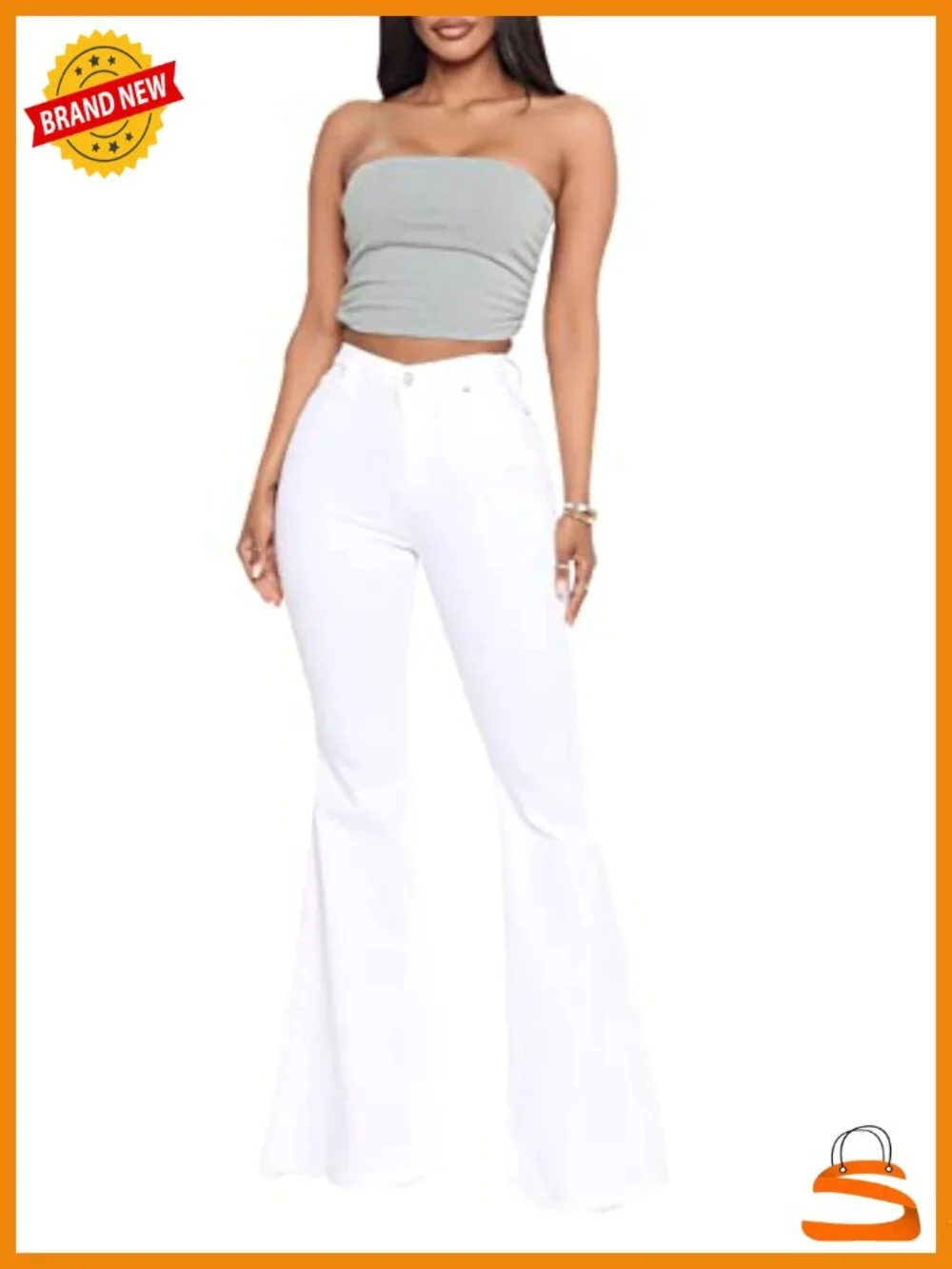 High Waisted Flare Ripped Bell Bottom Jeans Stretchy Denim Pants